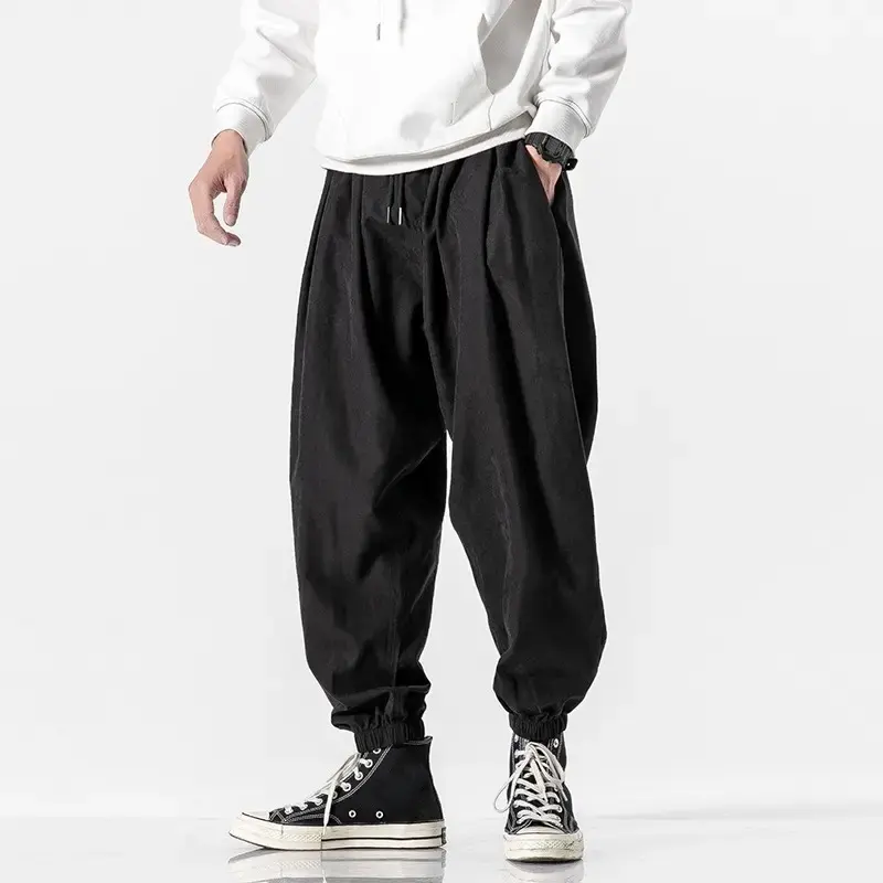 Pantalones de chándal negros para hombre, ropa de calle de Hip-Hop, harén, a la moda, de talla grande 5XL