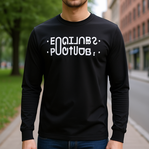 T-Shirt Unisex a Maniche Lunghe con Messaggio Nascosto, Girocollo per Adulti, per Attività Promozionali, Stampa Serigrafica - Product Image 2