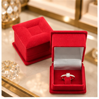 Boîte à bijoux en velours floqué grande taille pour ranger bagues et boucles d'oreilles, pour femmes et hommes, personnalisée, faite à la main, accessoires de mode, présentoir