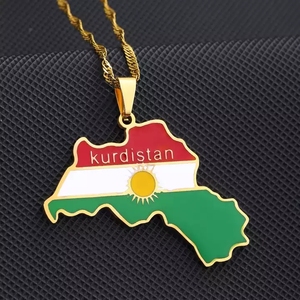 <span class=keywords><strong>2022</strong></span> Offre Spéciale mode bijoux à la mode géométrique en acier inoxydable collier Vintage Kurdistan <span class=keywords><strong>carte</strong></span> collier pour femmes filles - Product Image 4