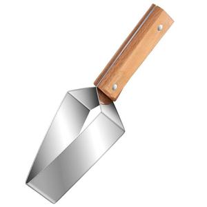 Coupe-pastèque en acier inoxydable, diviseur de fruits triangulaire, outil pour couper les melons en dés avec manche en bois - Product Image 2