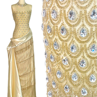 JFB-281 Nouveau tissu en dentelle florale 3D brodé de perles et de pierres thermocollantes pour robes de mariée ou de enfants, tissus africains
