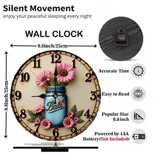 Round Wooden Wall <b>Clock</b> 25Cm Silent Quartz Home Decor Living Room Bedroom <b>Clock</b> - Product Image 3