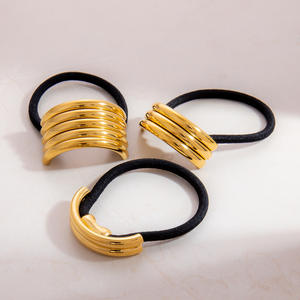 Pinza de pelo geométrica con lazo de flores impermeable de acero inoxidable chapado en oro PVD al por mayor, accesorios para mujeres y niñas - Product Image 6