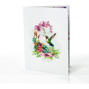 Carte de vœux 3D pop-up pour la fête des mères, en papier découpé, motif fleur et colibri, cadeau avec vernis mat - Product Image 4