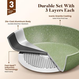 Sang trọng nhôm Cookware Set với không dính gốm cổ điển nhà bếp Pan soong có tính năng tùy chỉnh logo Glass Nắp - Product Image 6