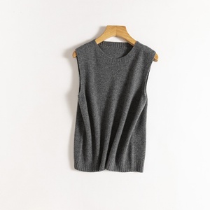 100% Cashmere Women's Crew-Neck Solid-color Summer Wear Vest Factory Direct
