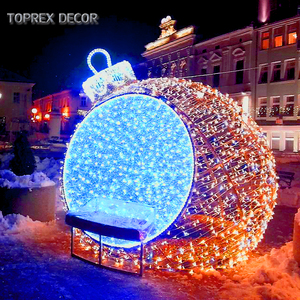 Decoración Navideña Comercial TOPREX, Adorno Luminoso con Motivos Navideños, Luces <span class=keywords><strong>LED</strong></span> Decorativas, Grandes <span class=keywords><strong>Bolas</strong></span> de <span class=keywords><strong>Navidad</strong></span> Blancas - Product Image 4