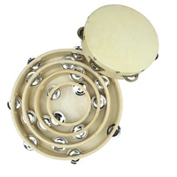 4" 6" 7" 8" 9" 10" Hand Drum Tambourine Metal Jingles, Tambourine Wooden Musical Percussion Instrument for Kids Church KTV Party