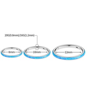 316L Stainless Steel <b>Opal</b> Nose <b>Ring</b> Round Channel Setting For Ear Cartilage Lip Piercing Jewelry Gift - Product Image 2