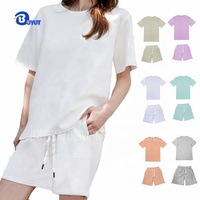 Dapat disesuaikan Logo wanita celana pendek & Tank Top Set pola Solid dicetak gaya manis untuk gadis wanita pabrik kustom kosong
