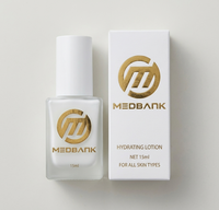 Flacons carrés en verre dépoli transparent de 15 ml OEM avec pompe à lotion pour soins de la peau, emballage de luxe pour cosmétiques, couvercle blanc