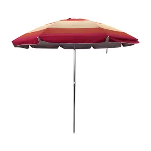 220CM extérieur Polyester argent caoutchouc parapluie en alliage d'aluminium Fiber parapluie de plage en alliage de Zinc couleur bande parapluie de soleil