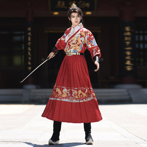 Costume Hanfu original Dragon Doré Garde du Roi Poisson Volant pour Homme, sans manches, en polyester, unisexe, adapté aux couples, printemps-automne - Product Image 4