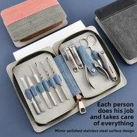Ensemble d'outils de manucure et de soin des pieds de luxe de style allemand en acier inoxydable, qualité professionnelle, 11 pièces, kit de coupe-ongles