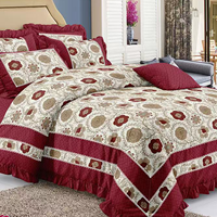 Parure de lit de luxe imprimée tissée moderne 6 pièces à motif rétro classique, ourlée, qualité biologique 400TC, durable, pour mariage
