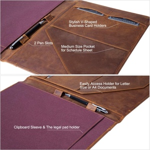Boshiho Stylish A4 File <b>Folder</b> Cover Crazy Horse Genuine <b>Leather</b> Legal Pad Padfolio Binder Portfolio <b>Folder</b> - Product Image 4