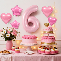 Ensemble de 7 ballons en aluminium sur le thème des anniversaires, en forme de chiffres, de cœurs et d'étoiles, pour décorations de fête