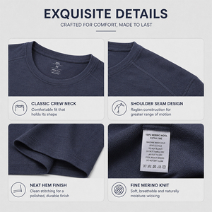 T-shirt de sport en laine pour homme, manches courtes, été, extérieur, logo personnalisé, premium, léger, respirant, séchage rapide, randonnée - Product Image 3