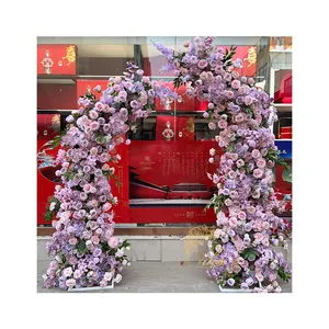 Purple Horn Silk Flower Arch Structure Wedding Arch Backdrop With Flowers