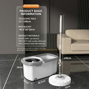 Système de déshydratation centrifuge turbo à double entraînement mains libres, essorage facile, essoreuse automatique <span class=keywords><strong>pour</strong></span> nettoyage humide et sec, serpillière rotative <span class=keywords><strong>pour</strong></span> sols - Product Image 1
