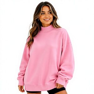 เสื้อสตรีแบบสวมใส่สบายสำหรับฤดูหนาว ทรงหลวม ผลิตจากผ้าฝ้าย/โพลีเอสเตอร์ ผ้าฟลีซ คอเต่า สไตล์ลำลอง แฟชั่นสตรีทแวร์ สามารถปรับแต่งด้านหน้าได้ ความยาวปกติ รับผลิตแบบ OEM - Product Image 1