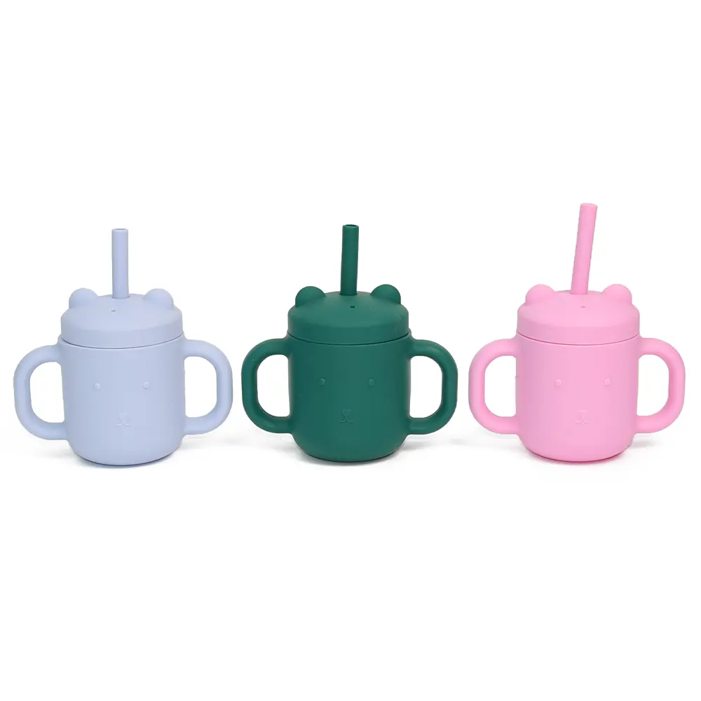 Phong Cách Mới Cấp Thực Phẩm Silicon Cup Cho Bé Với Rơm Sippy Cup Cho Trẻ Mới Biết Đi Silicone Sippy Cup Đào Tạo Cho Bé