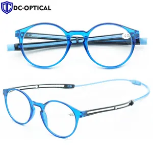 DCOPTICAL Italy Design Retro men and women round frame reading glass magnetic adjustable hanging neck readers reading eyeglasses