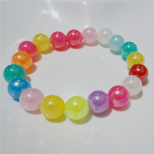 Colored Acrylic Bead Bracelet 10mm Single Layer Unisex Jewelry <b>Gift</b> - Product Image 2