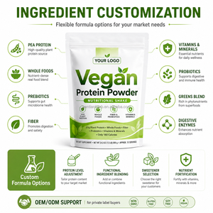 Poudre de protéines végétalienne OEM ODM, shake nutritionnel à base de plantes, aliments entiers, marque privée, vente <span class=keywords><strong>en</strong></span> gros, emballage <span class=keywords><strong>en</strong></span> sachet - Product Image 1
