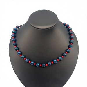 Collier de perles d'eau douce bleues, style ras-de-cou à deux rangs, bijou pour femme, cadeau pour fête - Product Image 2