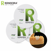 Disque de zircone dentaire Rondcera Pro-ML Advanced 1250MPa à haute résistance à la flexion pour ponts longs, dégradé naturel