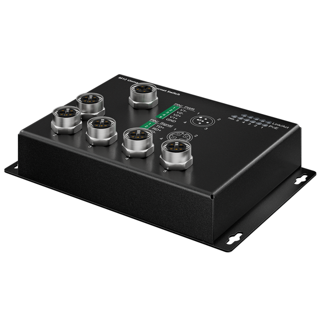 GYT Manufacturer IP40 5 Port 100M D-coding Vehicle Car Train Industrial M12 Ethernet Switch