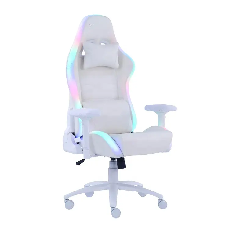 Nueva silla de oficina de masaje ergonómica Rgb blanca de la India, brazos 2d, Envío Gratis, silla ergonómica reclinable para juegos de carreras con reposacabezas