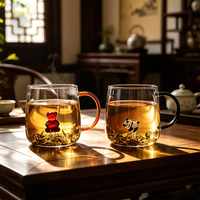 Mug Kopi Kaca Borosilikat Buatan Tangan 3D Khusus Halloween, Kapasitas Besar, Tahan Panas, Lapis Ganda, Gagang Anti-Selip
