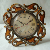 Horloge de bureau en métal vert vieilli Chic, 1 pièce, rétro, fait à la main, cadre en alliage de Zinc, cercle, strass, bijoux, bordeaux