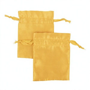 Pochette de luxe dorée en satin de qualité supérieure avec cordon de serrage, sacs de rangement pour bijoux, forme rectangulaire, conteneur pour cadeaux et faveurs, mini emballage - Product Image 5