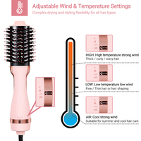 Logo couleur personnalisable 4-en-1 Styler Volumizer Air chaud Sèche-cheveux Lisseur Brosse Multi-fonctionnel One-Step Electrique