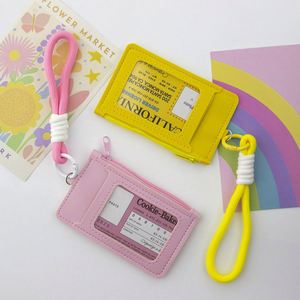 Cute Solid Color <b>Wallet</b> & Coin Purse With Wrist Strap Portable Card Holder Unisex Zipper Leather <b>Small</b> Bag - Product Image 3
