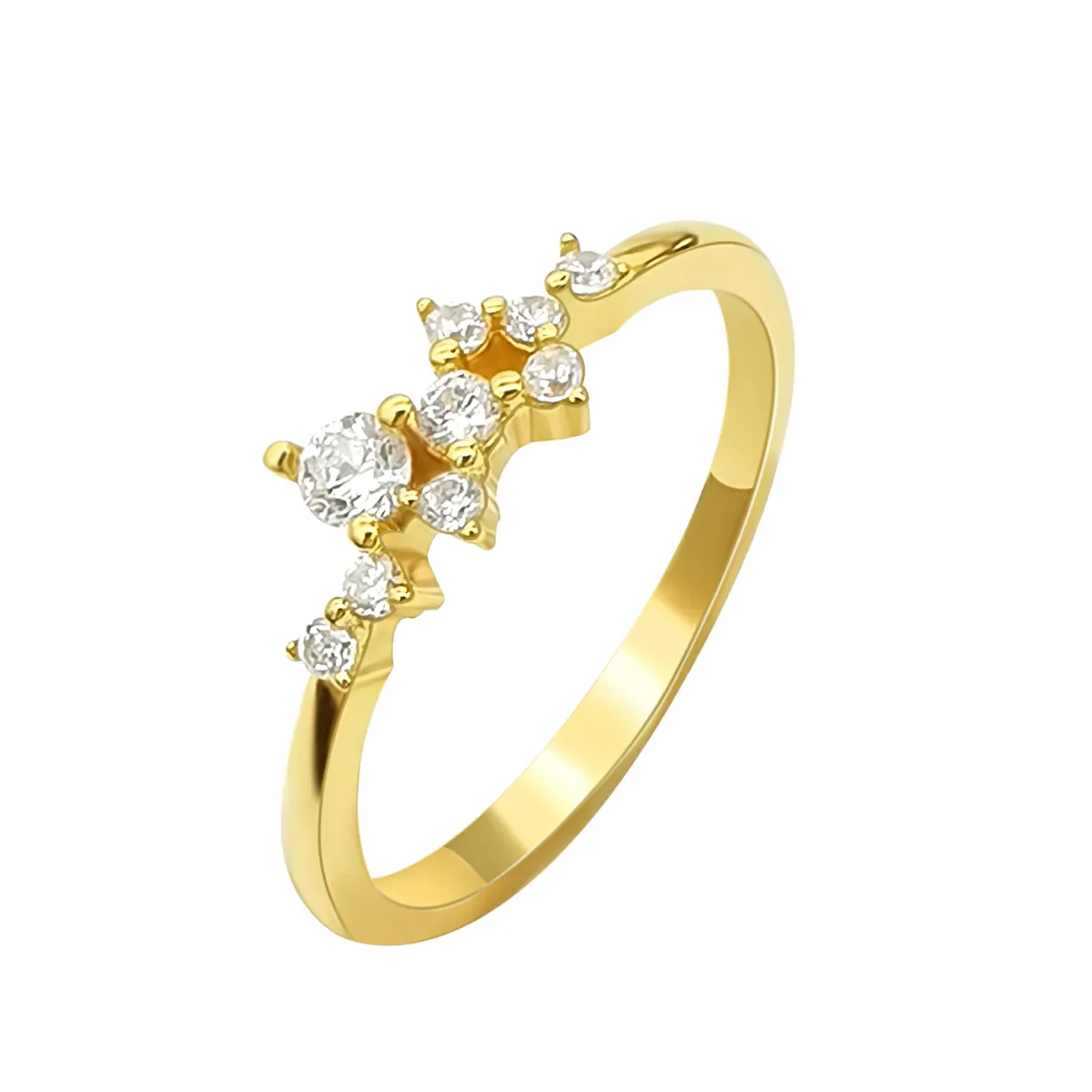 14K Eenvoudige Vorm Zirkoon Diamant 14K Echte Gouden Ring Groothandel Voor Vrouwen Engagement Bands Of Ringen Dainty 14K Real Solid 2 Pcs