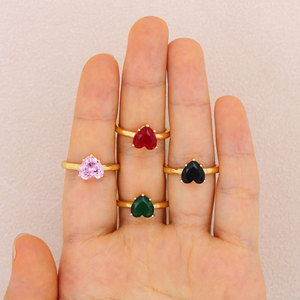 Anello aperto in zirconio cubico a forma di cuore colorato 18K oro placcato con cuore anelli da dito - Product Image 2