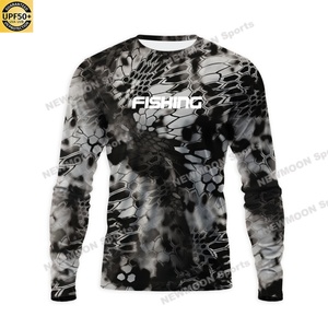 Vêtements de pêche pour hommes personnalisés en camouflage noir et gris, anti-UV, coupe-vent, légers, à séchage rapide, jersey de randonnée et de pêche, t-shirt unisexe pour hommes - Product Image 4