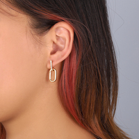 Pendientes Huggie de Plata de Ley 925 Mlluki, Chapados en Oro, con Diamantes, Hebillas Desabotonables, Cadena de Eslabones Convertible, Populares