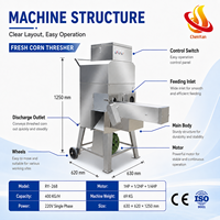 Machine à décortiquer le maïs frais commerciale, séparateur automatique de grains de maïs pour usine de transformation alimentaire