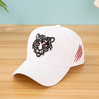 Casquette de baseball vintage en tissu éponge à pois tête de tigre - Unisexe, style européen et américain, chapeau décontracté polyvalent