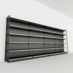 رف عرض خفيف الوزن أحادي الطبقة بلون أسود غير لامع لرفوف السوبر ماركت - رف معدني صلب مزدوج الجوانب خفيف الوزن - Product Image 2