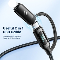 Toocki 2-in-1Smart 6A Câble de charge puce intelligente intégrée avec double interface et sortie en temps réel pour la charge Huawei/iPhone