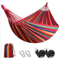 Hamac de jardin en toile de coton et polyester, pour l'extérieur, simple ou double, portable