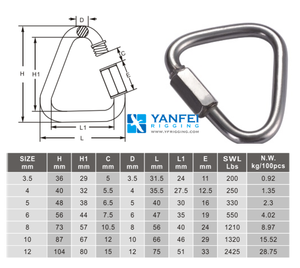 <span class=keywords><strong>Mousqueton</strong></span> à chaîne à maillons en acier inoxydable 316, lien rapide, robuste pour corde ou sac à dos - Product Image 3