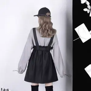 고딕 펑크 미니 드레스 여성 Streetwear 봄 2022 패션 고스 하라주쿠 드레스 Egirl 긴 소매 한국어 스타일